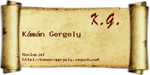 Kámán Gergely névjegykártya