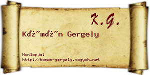 Kámán Gergely névjegykártya